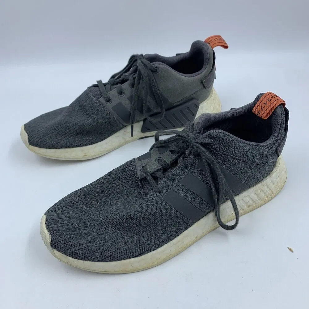 Adidas Mens 11 Running Tennis Shoes Sneakers Three Stripe Gray Boost SHW 675001